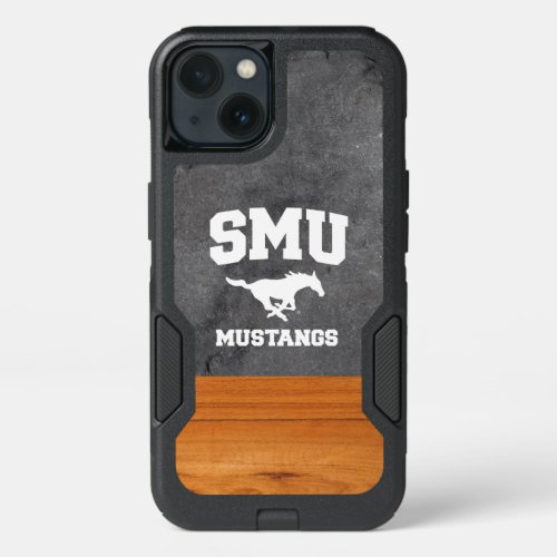SMU Mustangs Wood Cement Half White iPhone 13 Case