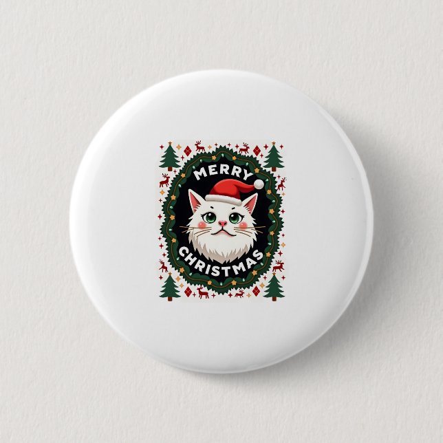 Smudge Cat Ugly Christmas Sweater  (1) Button (Front)