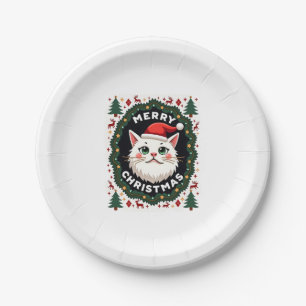 Smudge Cat Ugly Christmas Sweater  (1) Paper Plates