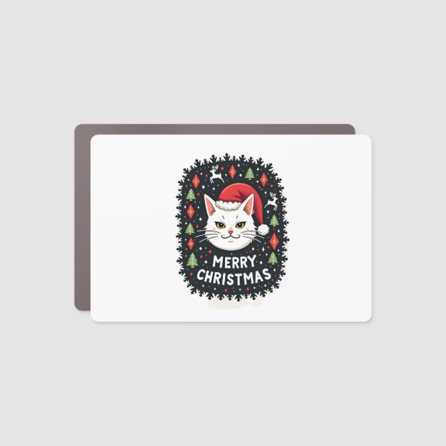 Smudge Cat Ugly Christmas Sweater  (2) Car Magnet (Front)