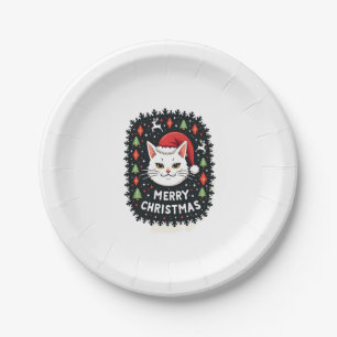 Smudge Cat Ugly Christmas Sweater (2) Paper Plates