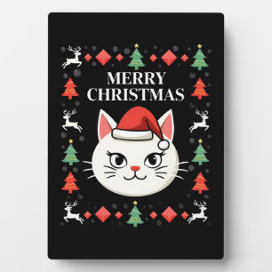 Smudge Cat Ugly Christmas Sweater  (2) Plaque