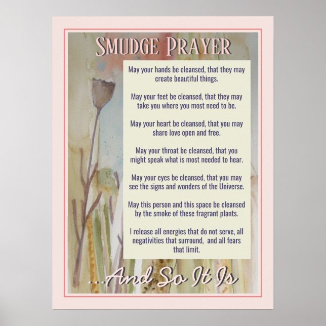 Smudge Prayer for Cleansing Energy Poster (Front)