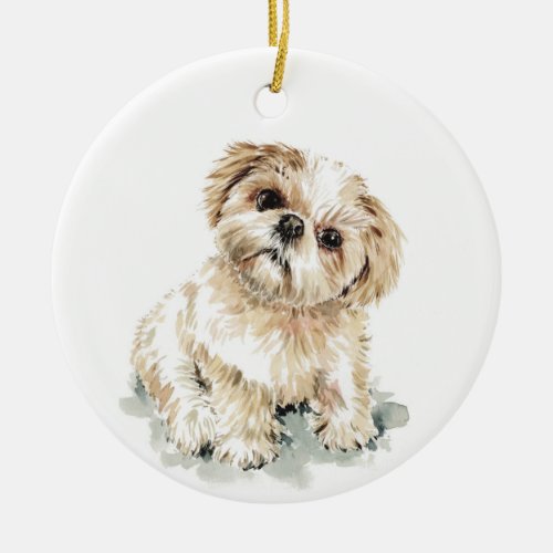 Smudge Shih Tzu puppy  Ceramic Ornament