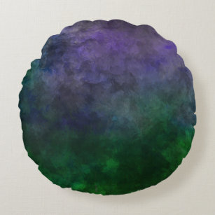 Smudged Colors Background - Purple Green Round Pillow