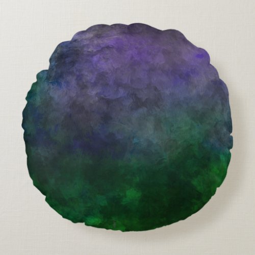 Smudged Colors Background _ Purple Green Round Pillow