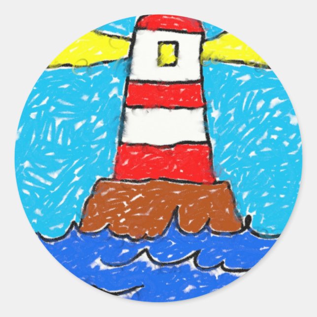 Smudgy Lighthouse Classic Round Sticker (Front)