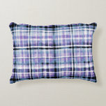 Smudgy Modern Purple Plaid Accent Pillow