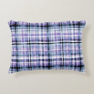 Smudgy Modern Purple Plaid Accent Pillow