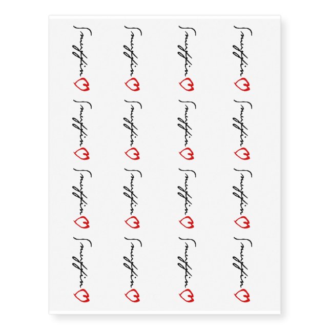 Smuffin Red Heart Temporary Tattoos (Front)
