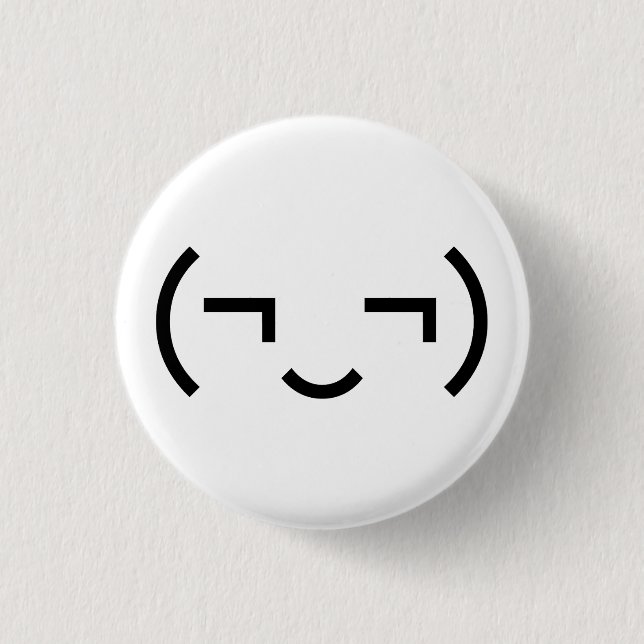 Smug Emoticon (¬‿¬) Japanese Kaomoji Button (Front)