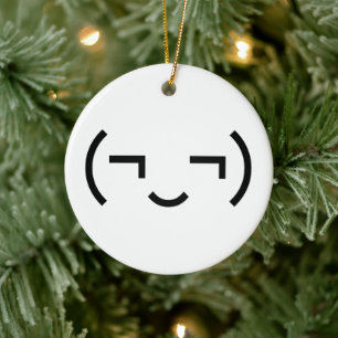 Smug Emoticon (¬‿¬) Japanese Kaomoji Ceramic Ornament