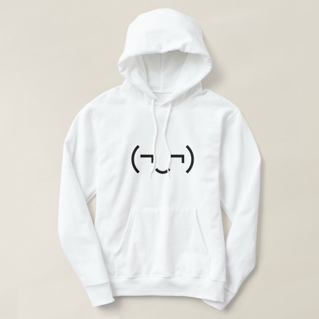 Smug Emoticon (¬‿¬) Japanese Kaomoji Hoodie (Design Front)