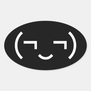 Smug Emoticon (¬‿¬) Japanese Kaomoji Oval Sticker