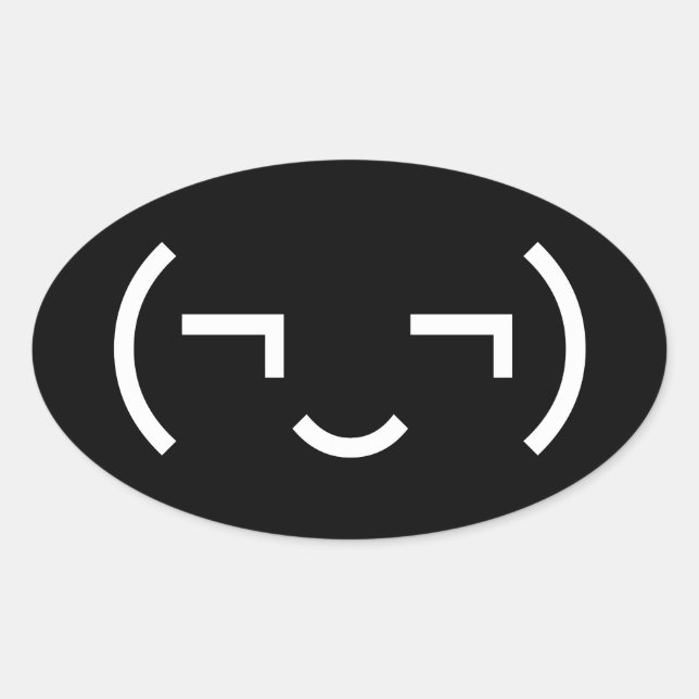 Smug Emoticon (¬‿¬) Japanese Kaomoji Oval Sticker (Front)