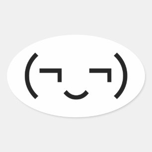 Smug Emoticon (¬‿¬) Japanese Kaomoji Oval Sticker