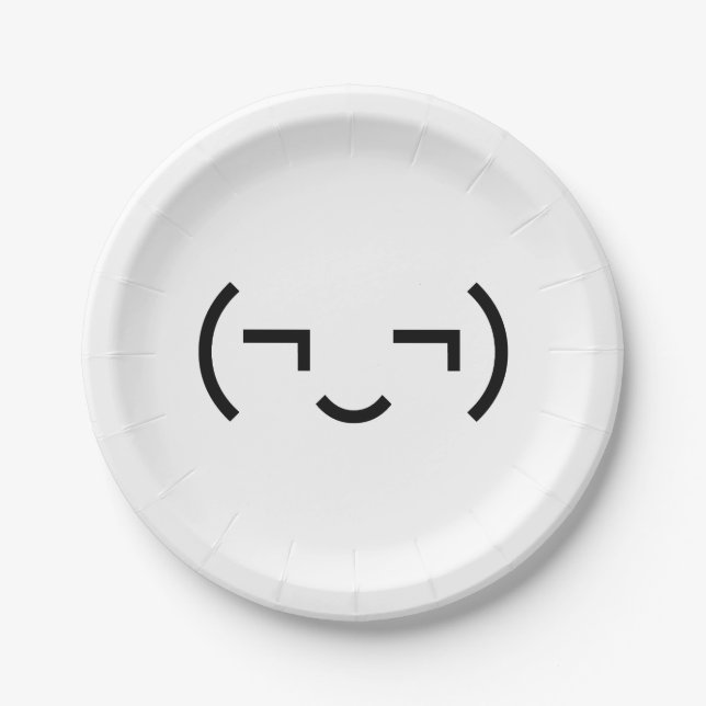 Smug Emoticon (¬‿¬) Japanese Kaomoji Paper Plates (Front)