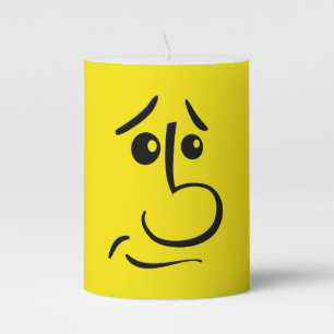 Smug Face Face Funny Emoticon Yellow Pillar Candle