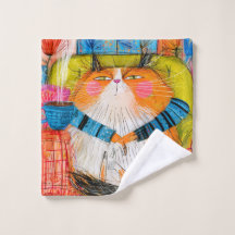 Smug Orange Tabby Cat Drinking Coffee