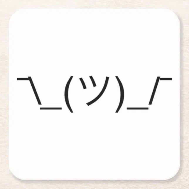 Smug Shrug ¯\_(ツ)_/¯ Solid Black Square Paper Coaster | Zazzle