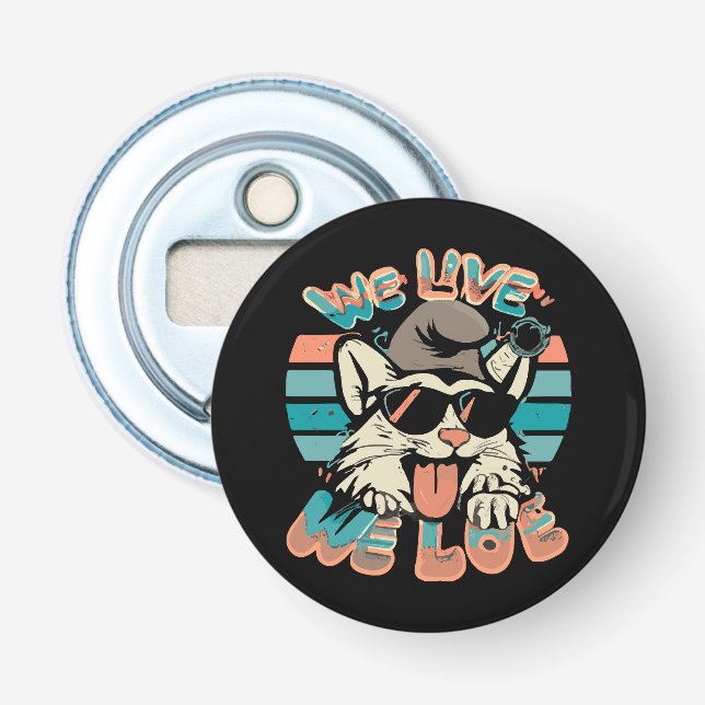 Smurf Cat - We Live We Love  Bottle Opener (Front)