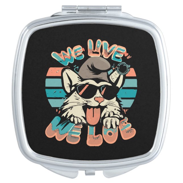 Smurf Cat - We Live We Love  Compact Mirror (Front)