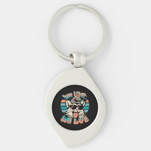 Smurf Cat - We Live We Love  Keychain (Front)