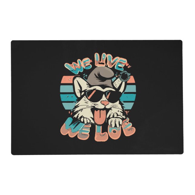 Smurf Cat - We Live We Love  Placemat (Front)