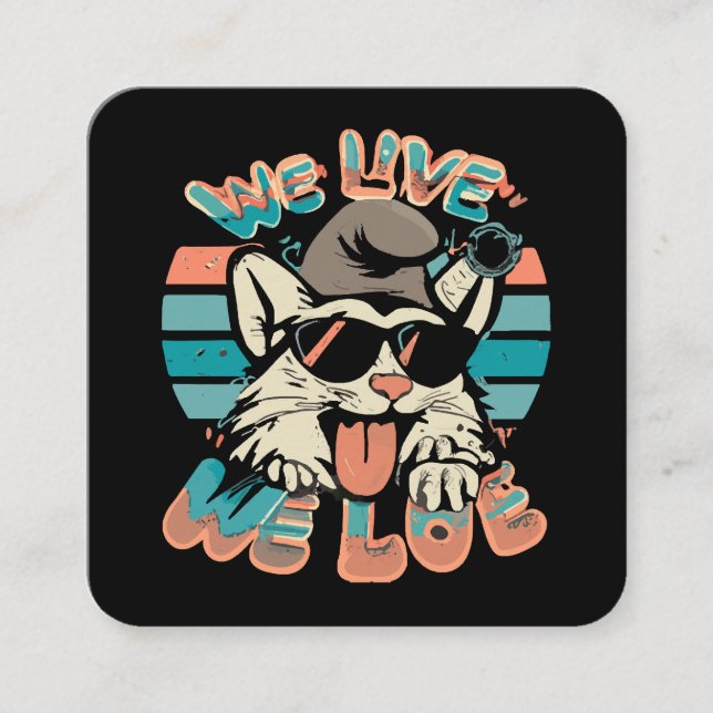 Smurf Cat - We Live We Love  Square Business Card (Front)