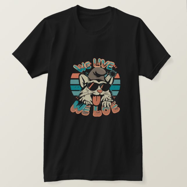 Smurf Cat - We Live We Love  T-Shirt (Design Front)