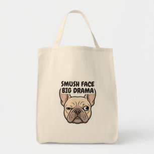 Smush Face Big Drama Frenchie Sticker Tote Bag