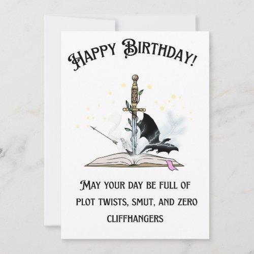 Smutty Book Lover Birthday Card: Sword & Dragon Fa Invitation