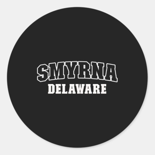 Smyrna Delaware Black White Athletic Lettering Classic Round Sticker