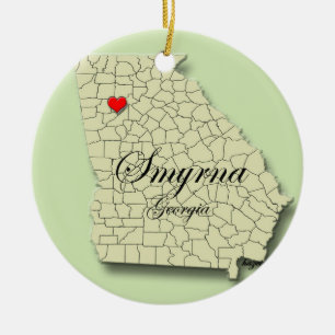 Smyrna Georgia, Smyrna Christmas Ornament, Smyrna Ceramic Ornament