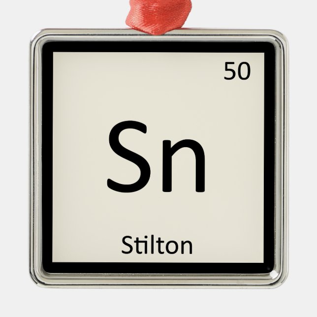 Sn - Stilton Cheese Chemistry Periodic Table Metal Ornament (Front)