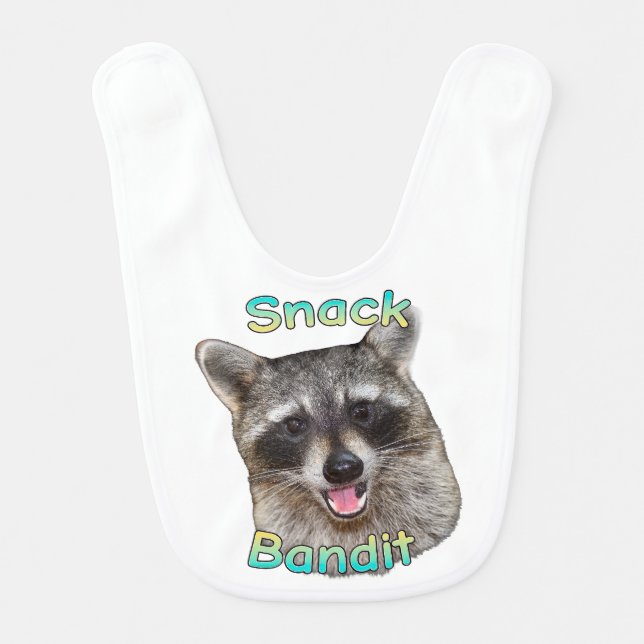 Snack Bandit Funny Raccoon Baby Bib – Cute Animal  (Front)