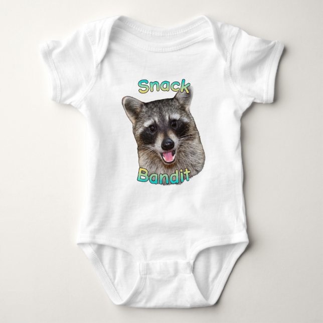 Snack Bandit Funny Raccoon Baby Bodysuit – Cute An (Front)