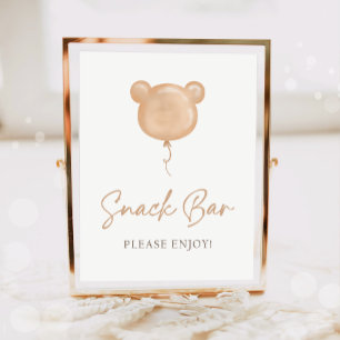 Snack Bar Food Teddy Bear Balloon Birthday  Poster