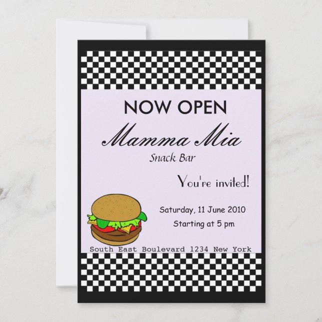 Snack Bar Opening Party Invitation (Front)