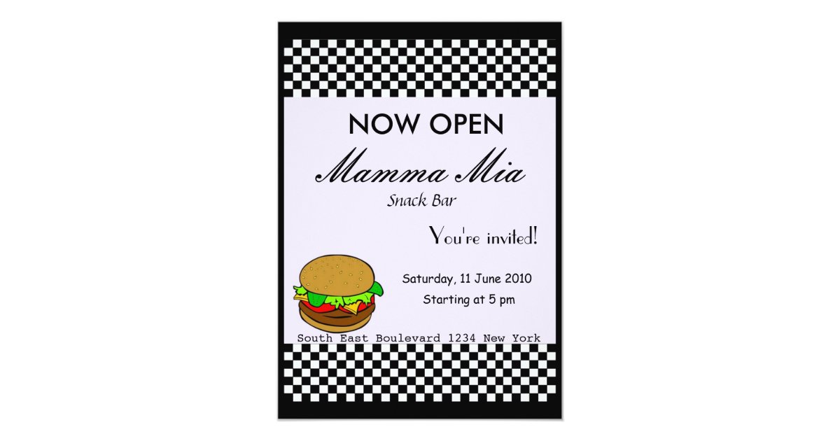 Snack Bar Opening Party Invitation | Zazzle