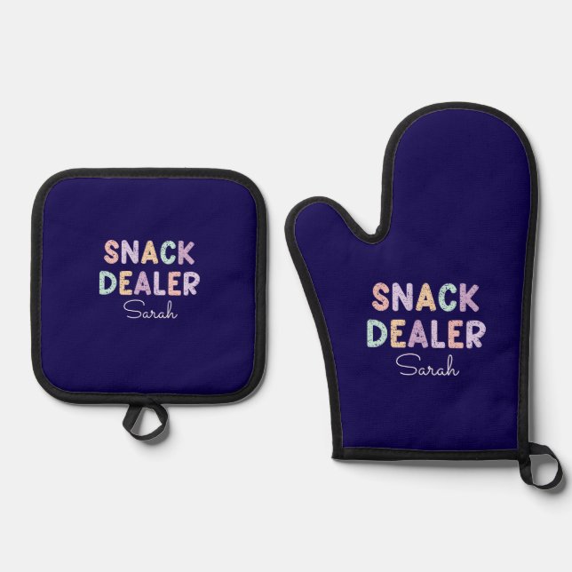 Snack dealer funny mom Mothers Day Gift Oven Mitt & Pot Holder Set (Front)