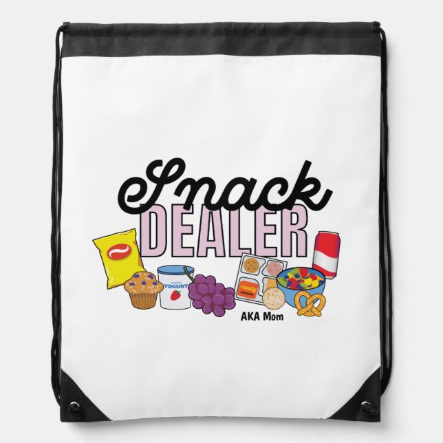 Snack Dealer Mom Life Funny Drawstring Bag (Front)