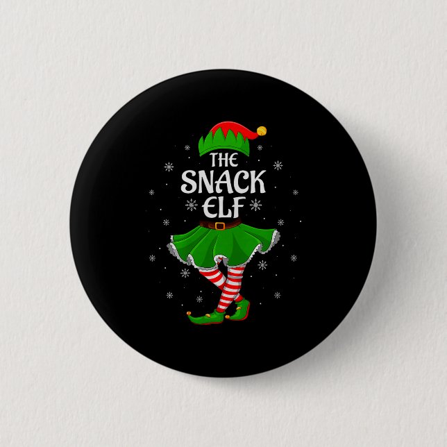 Snack Elf Christmas Family Girls Women Elf Squad X Button (Front)
