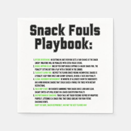Snack Fouls Playbook Napkins