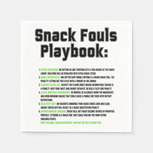 Snack Fouls Playbook Napkins (Front)