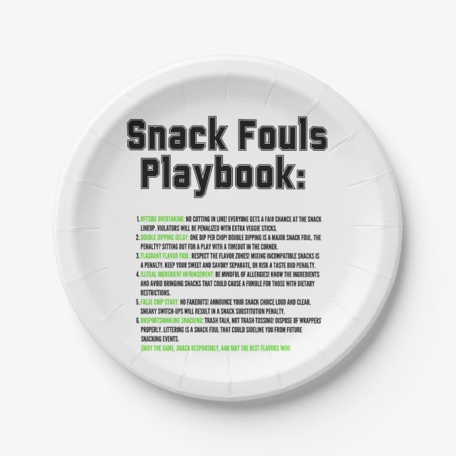 Snack Fouls Playbook Paper Plates (Front)
