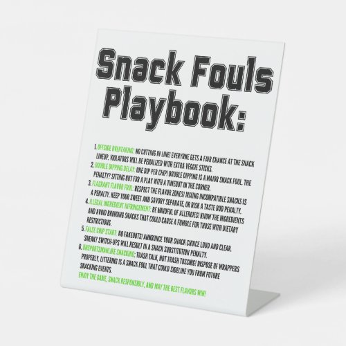 Snack Fouls Playbook Pedestal Sign