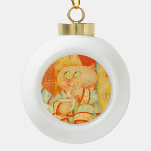 SNACK KITTY Ceramic Ball Ornament