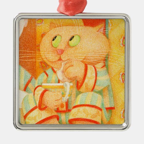 SNACK KITTY Premium Square Ornament