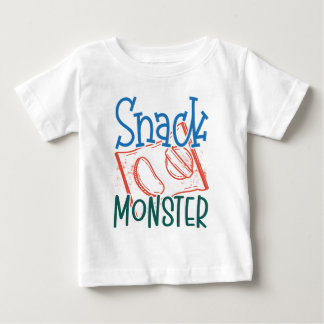 Snack Monster Funny and Cute Baby White T-Shirt